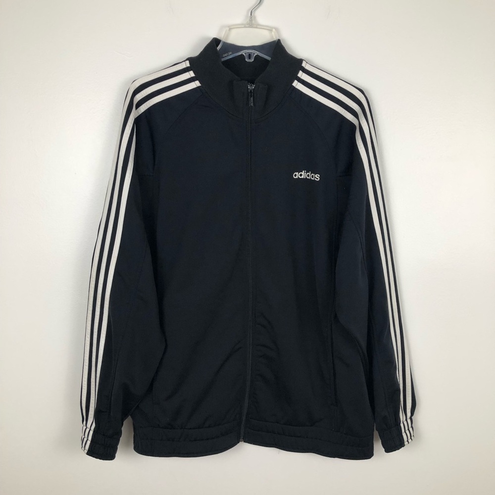 Adidas Essentials Warm Up 3-Stripes Track Jacket Black & White Men's M